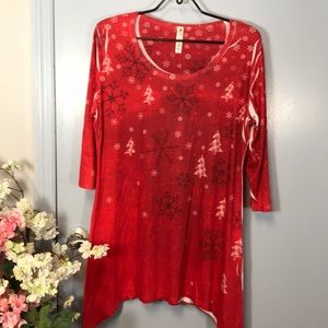 Nwot Artisans Christmas tree A-line top